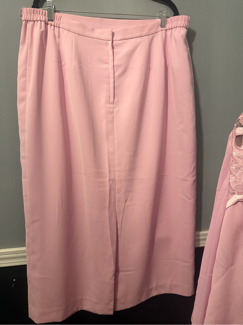 Donna Vinci Women Pink Pleated Flared Sleeves 2 pc Skirt Suit Set Sz 20 Church - Picture 10 of 14